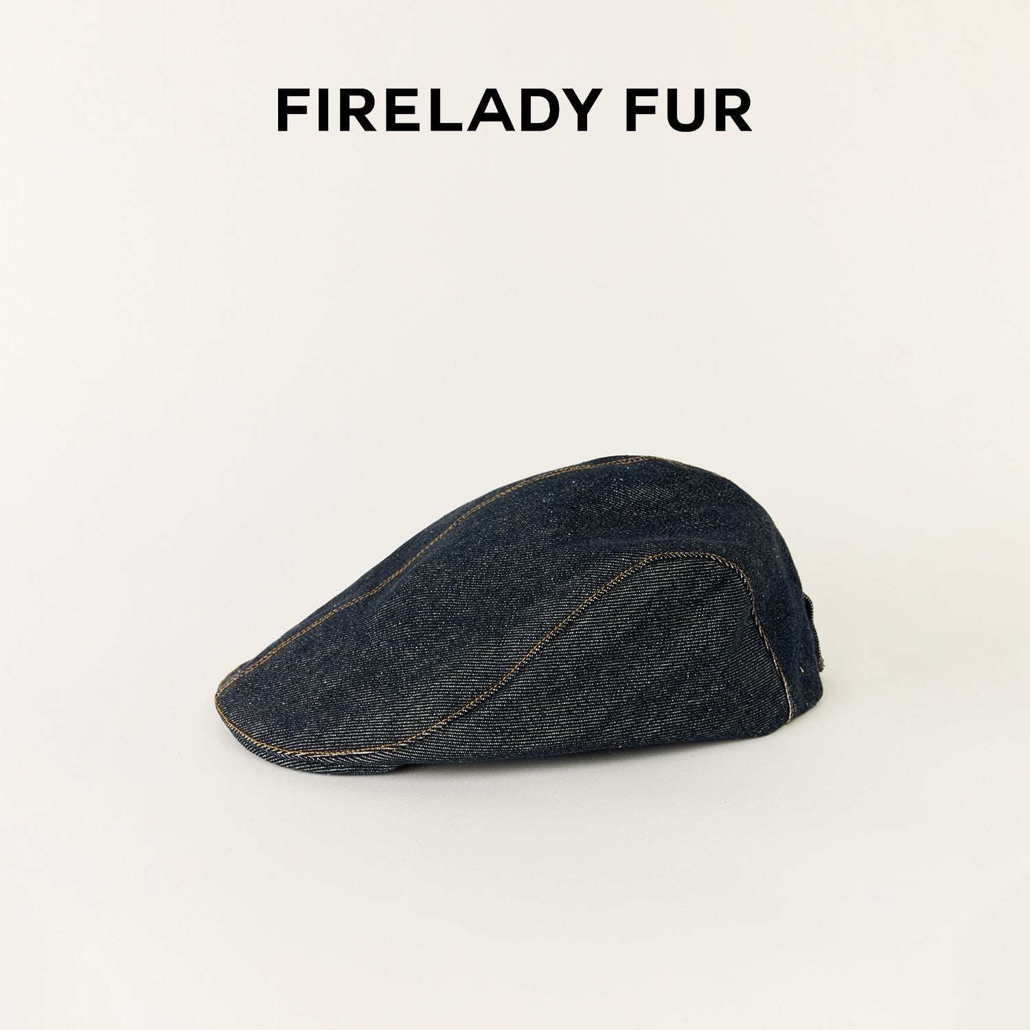 Firelady Fur | Women‘s Leather Beret in Distressed Denim with Waxed Velvet Flock - variant_title