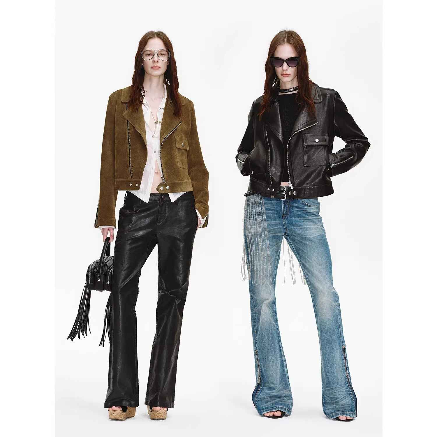 Firelady Fur Women's Leather Biker Jacket - Vintage Movie Style - variant_title