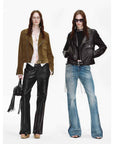 Firelady Fur Women's Leather Biker Jacket - Vintage Movie Style - variant_title