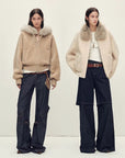 Firelady Fur Women's Merino Shearling Coat | Layered Patch - Dyed Raccoon Fur Collar“Hokkaido Melody” - variant_title