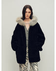 Firelady Fur Women's Merino Shearling Coat | Layered Patch - Dyed Raccoon Fur Collar“Hokkaido Melody” - variant_title