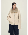Firelady Fur Women's Merino Shearling Coat | Layered Patch - Dyed Raccoon Fur Collar“Hokkaido Melody” - variant_title