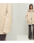 Firelady Fur Women's Merino Shearling Coat | Layered Patch - Dyed Raccoon Fur Collar“Hokkaido Melody” - variant_title