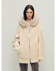 Firelady Fur Women's Merino Shearling Coat | Layered Patch - Dyed Raccoon Fur Collar“Hokkaido Melody” - variant_title