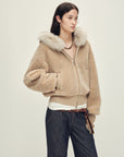 Firelady Fur Women's Merino Shearling Coat | Layered Patch - Dyed Raccoon Fur Collar“Hokkaido Melody” - variant_title