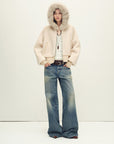 Firelady Fur Women's Merino Shearling Coat | Layered Patch - Dyed Raccoon Fur Collar“Hokkaido Melody” - variant_title