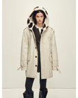 Firelady Fur Women’s Merino Sheepskin Parka with Fur Hood – Real Fur Cow Print Coat"Wild Heartbeat" - variant_title