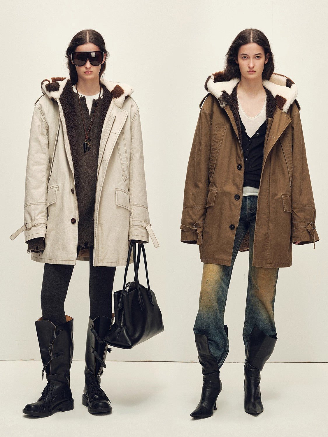 Firelady Fur Women’s Merino Sheepskin Parka with Fur Hood – Real Fur Cow Print Coat"Wild Heartbeat" - variant_title