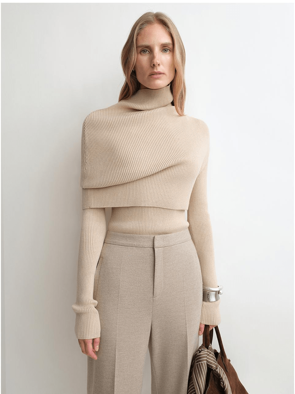 Firelady Fur Women's Merino Wool Turtleneck Sweater with Detachable Shawl – 2 - Piece Knit Set "Elegant Layers" - variant_title