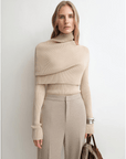 Firelady Fur Women's Merino Wool Turtleneck Sweater with Detachable Shawl – 2 - Piece Knit Set "Elegant Layers" - variant_title