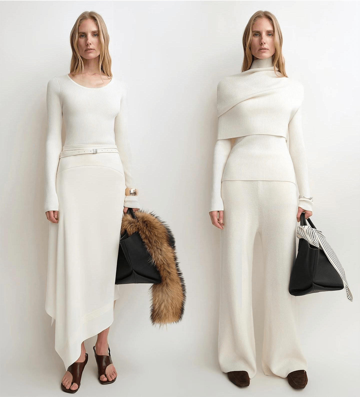 Firelady Fur Women's Merino Wool Turtleneck Sweater with Detachable Shawl – 2 - Piece Knit Set "Elegant Layers" - variant_title