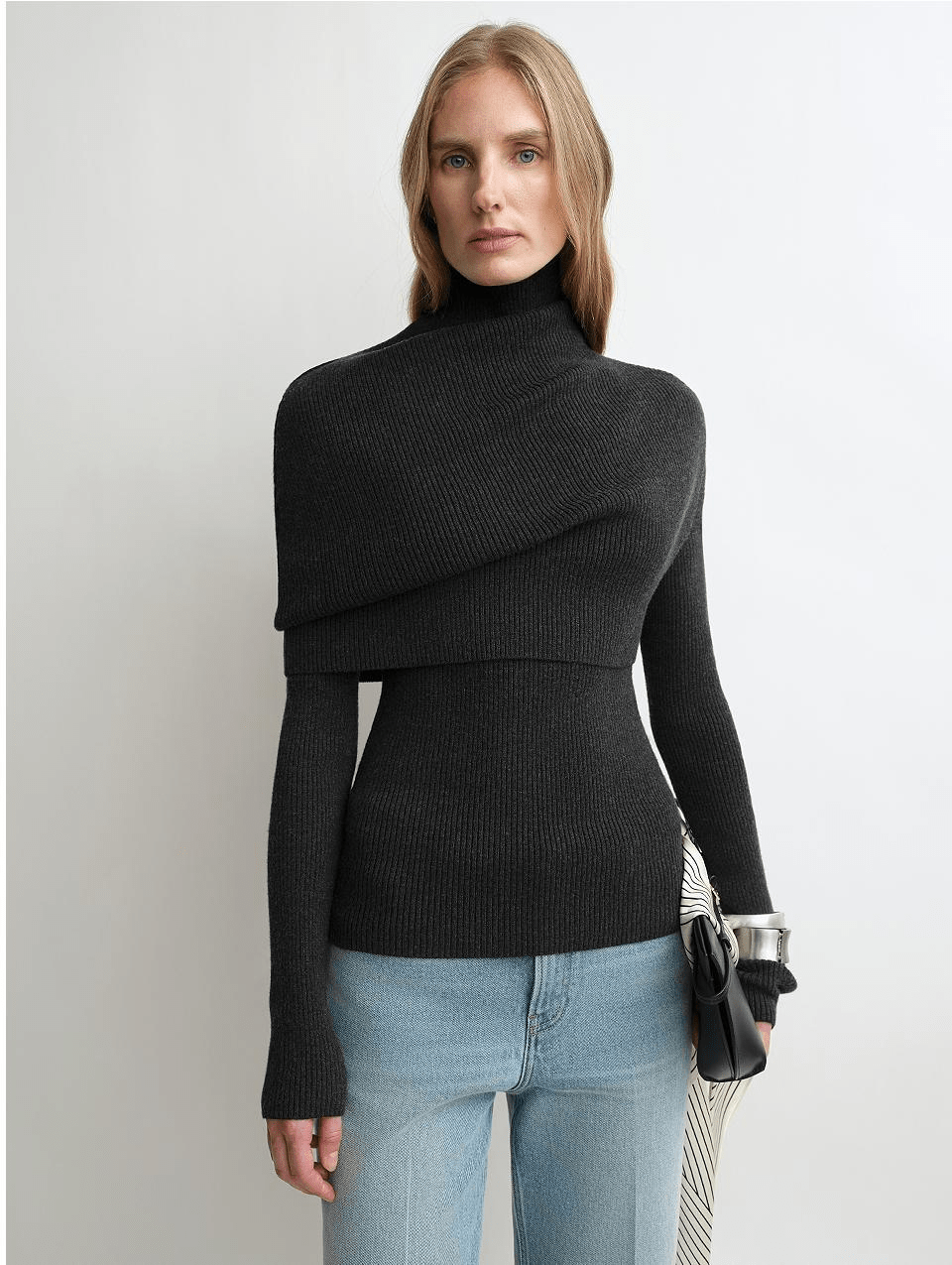 Firelady Fur Women's Merino Wool Turtleneck Sweater with Detachable Shawl – 2 - Piece Knit Set "Elegant Layers" - variant_title