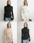 Firelady Fur Women's Merino Wool Turtleneck Sweater with Detachable Shawl – 2 - Piece Knit Set "Elegant Layers" - variant_title