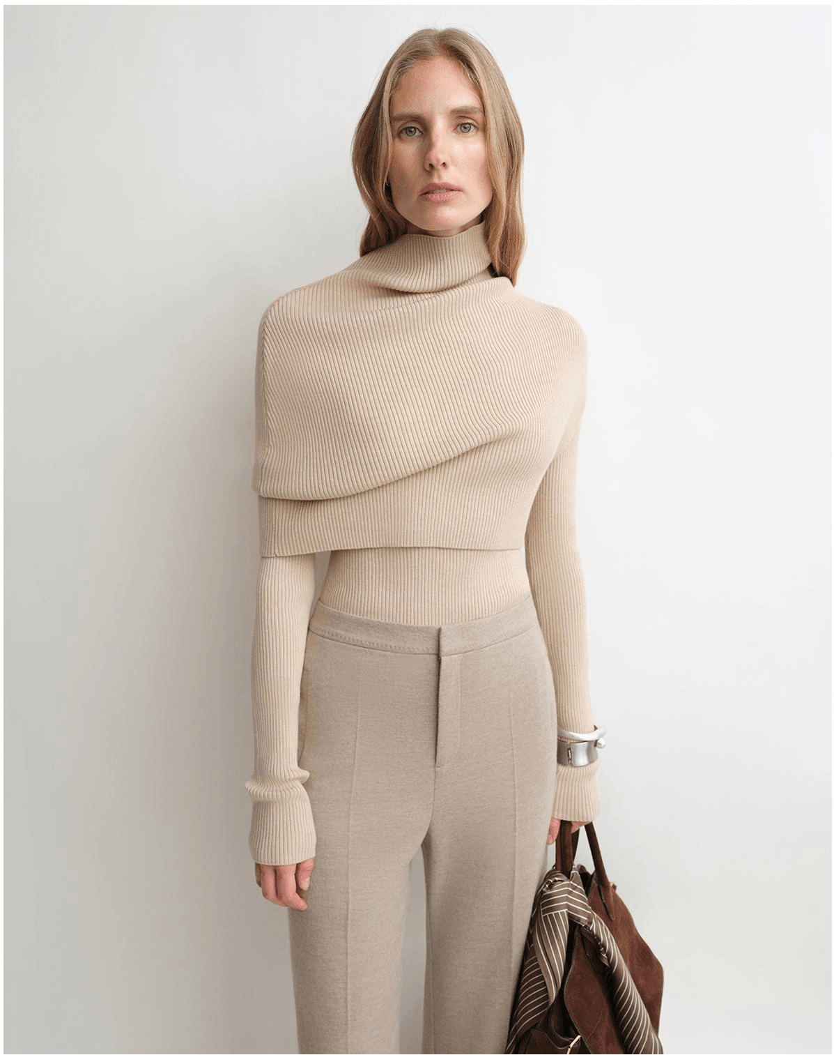 Firelady Fur Women's Merino Wool Turtleneck Sweater with Detachable Shawl – 2 - Piece Knit Set "Elegant Layers" - variant_title