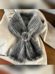 Firelady Fur women's coffee mink flower scarf product view