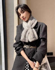 Firelady Fur women's silver gray mink flower scarf close-up