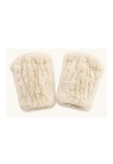 Firelady Fur creamy-white Rex rabbit fur fingerless gloves for women