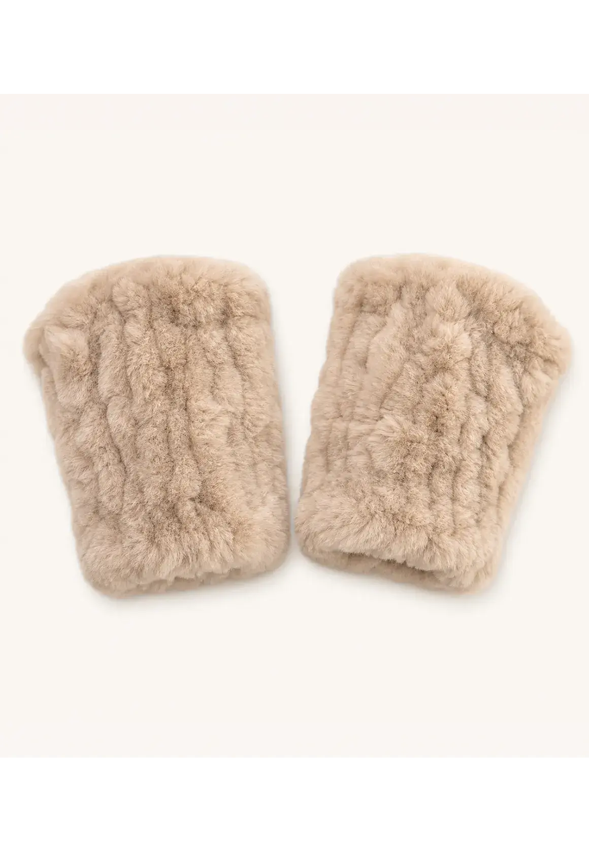 Firelady Fur milk tea Rex rabbit fur fingerless gloves for women