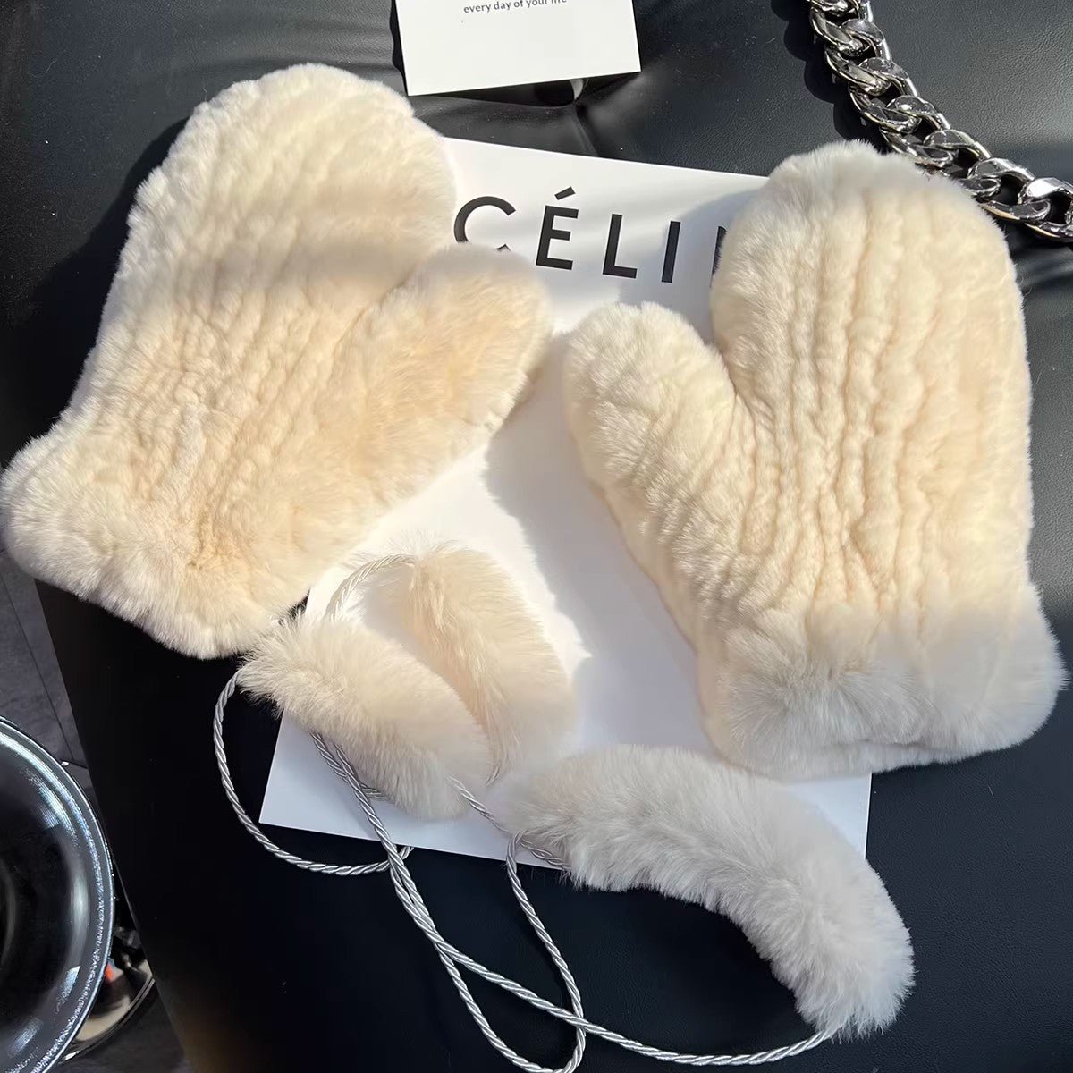 Firelady Fur Women's Rex Rabbit Fur Knitted Gloves – Soft Stretchy Winter Warm Windproof Mittens - variant_title