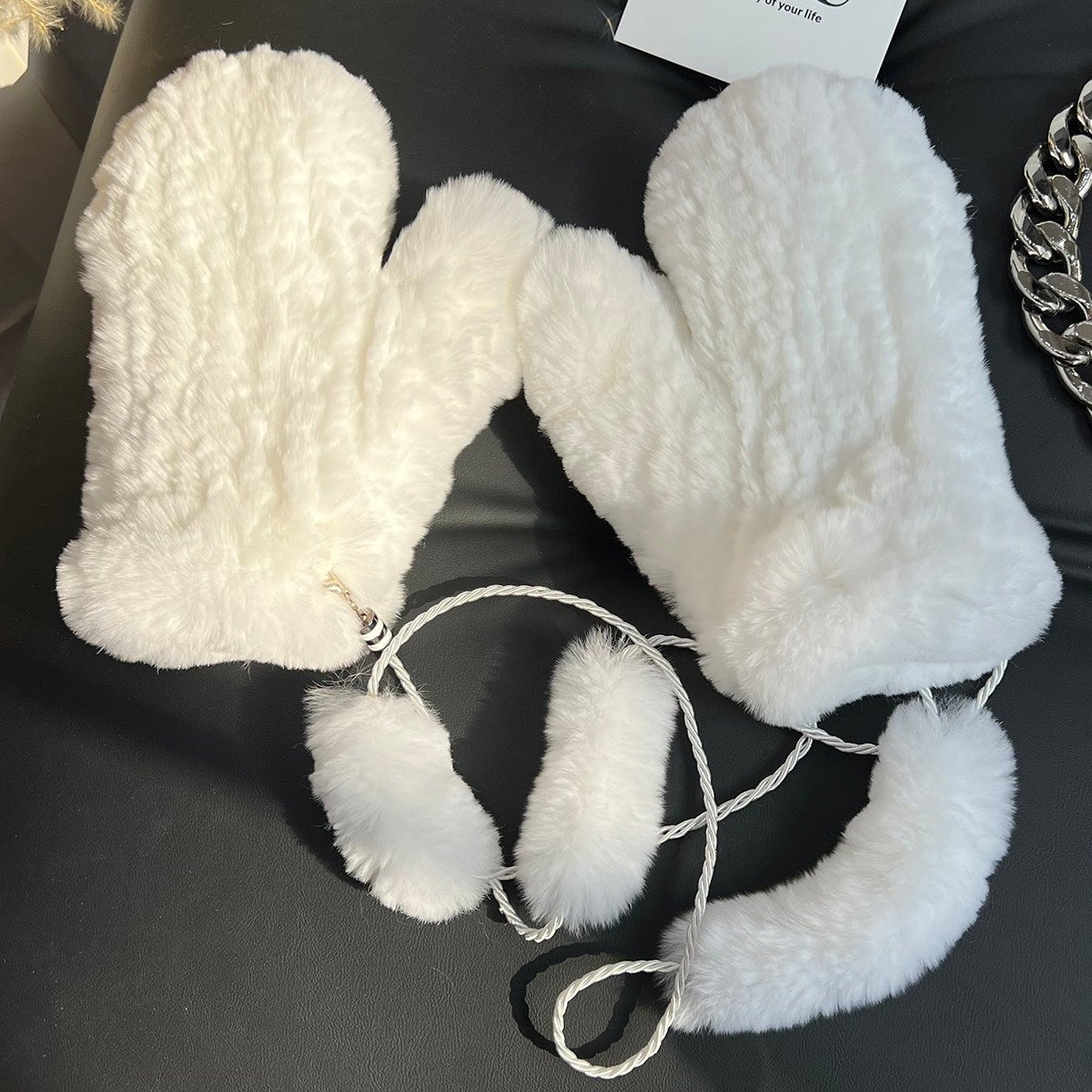 Firelady Fur Women's Rex Rabbit Fur Knitted Gloves – Soft Stretchy Winter Warm Windproof Mittens - variant_title