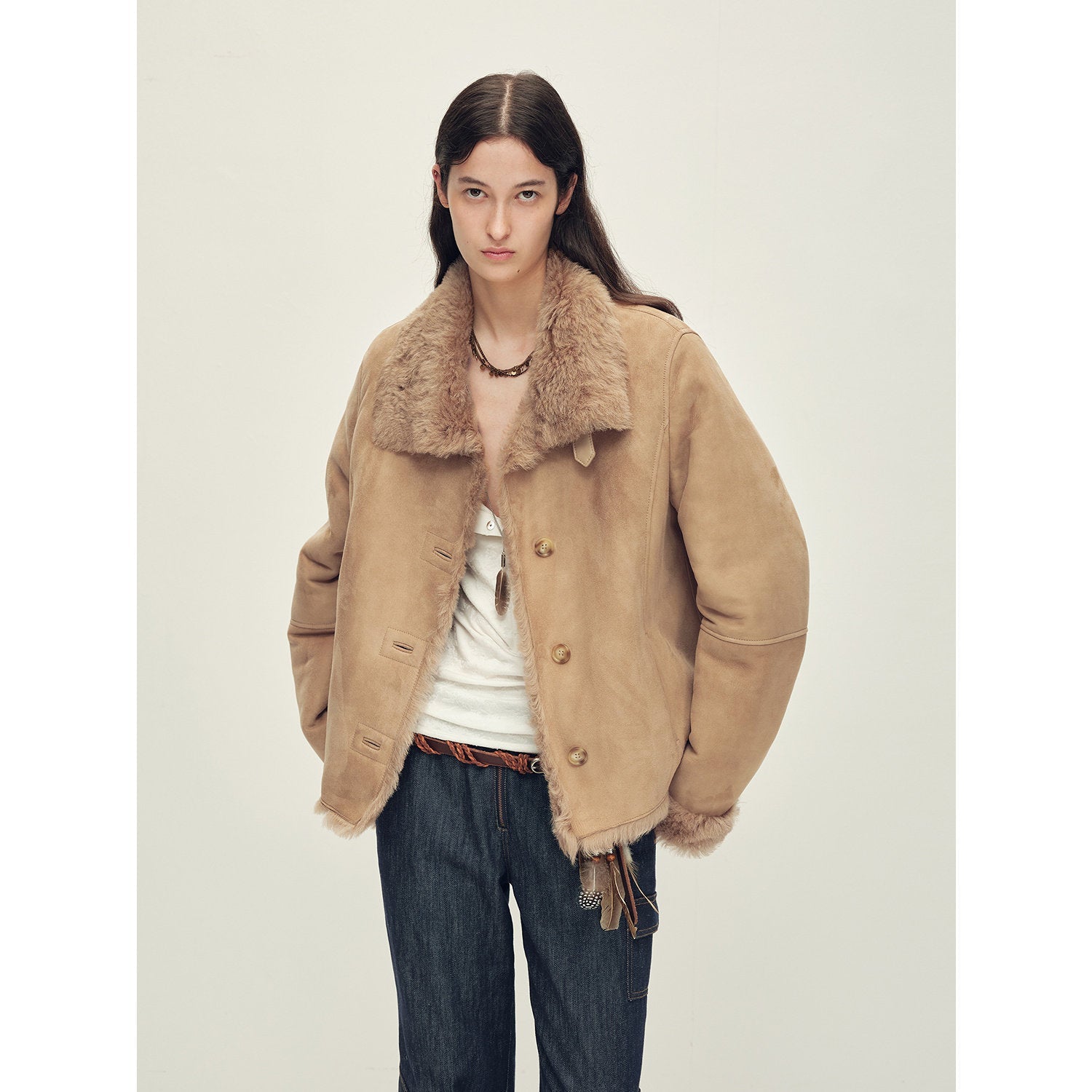 Firelady Fur Women’s Shearling Coat Crafted with Italian Contrast Suede & Tuscan Shearling“Winter Mochi” - variant_title