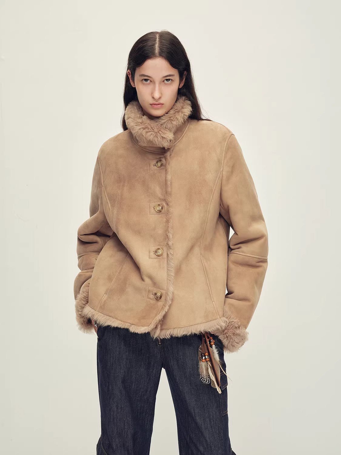 Firelady Fur Women’s Shearling Coat Crafted with Italian Contrast Suede &amp; Tuscan Shearling“Winter Mochi” - variant_title