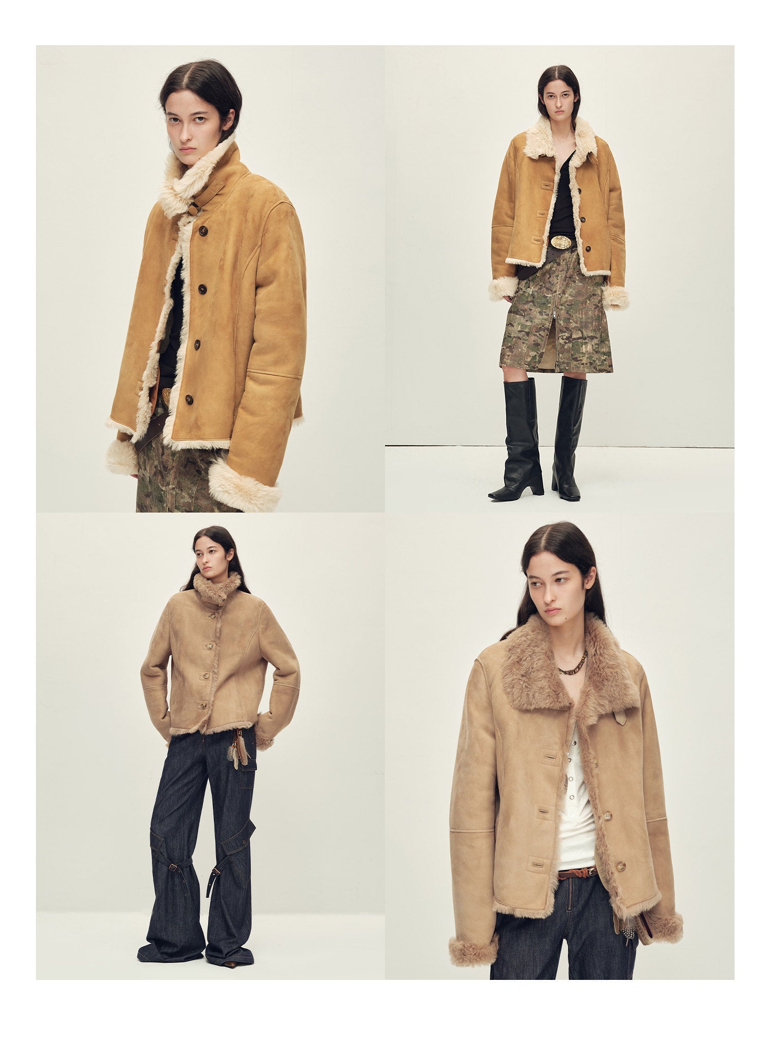 Firelady Fur Women’s Shearling Coat Crafted with Italian Contrast Suede &amp; Tuscan Shearling“Winter Mochi” - variant_title