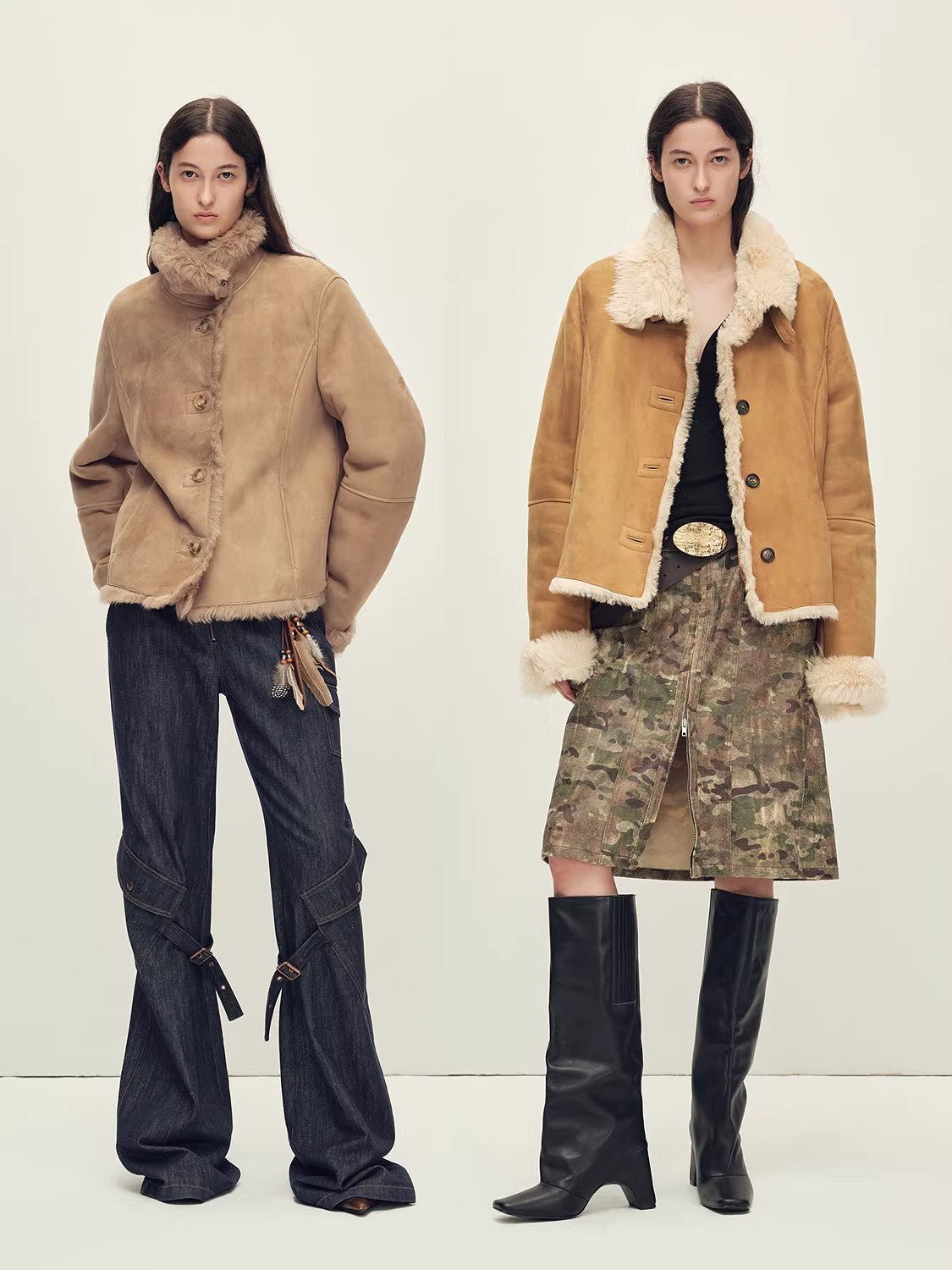 Firelady Fur Women’s Shearling Coat Crafted with Italian Contrast Suede &amp; Tuscan Shearling“Winter Mochi” - variant_title