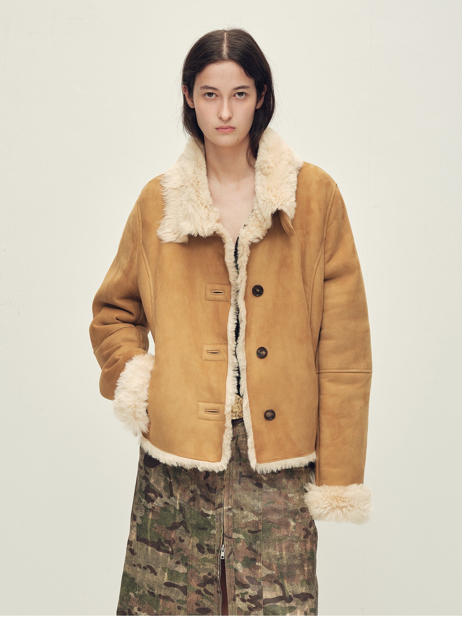 Firelady Fur Women’s Shearling Coat Crafted with Italian Contrast Suede &amp; Tuscan Shearling“Winter Mochi” - variant_title