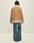 Firelady Fur Women's Shearling Coat | Merino Wool & Curly Toca Trim, Imported Two - Tone Plush Shawl Collar“Galaxy Gala” - variant_title