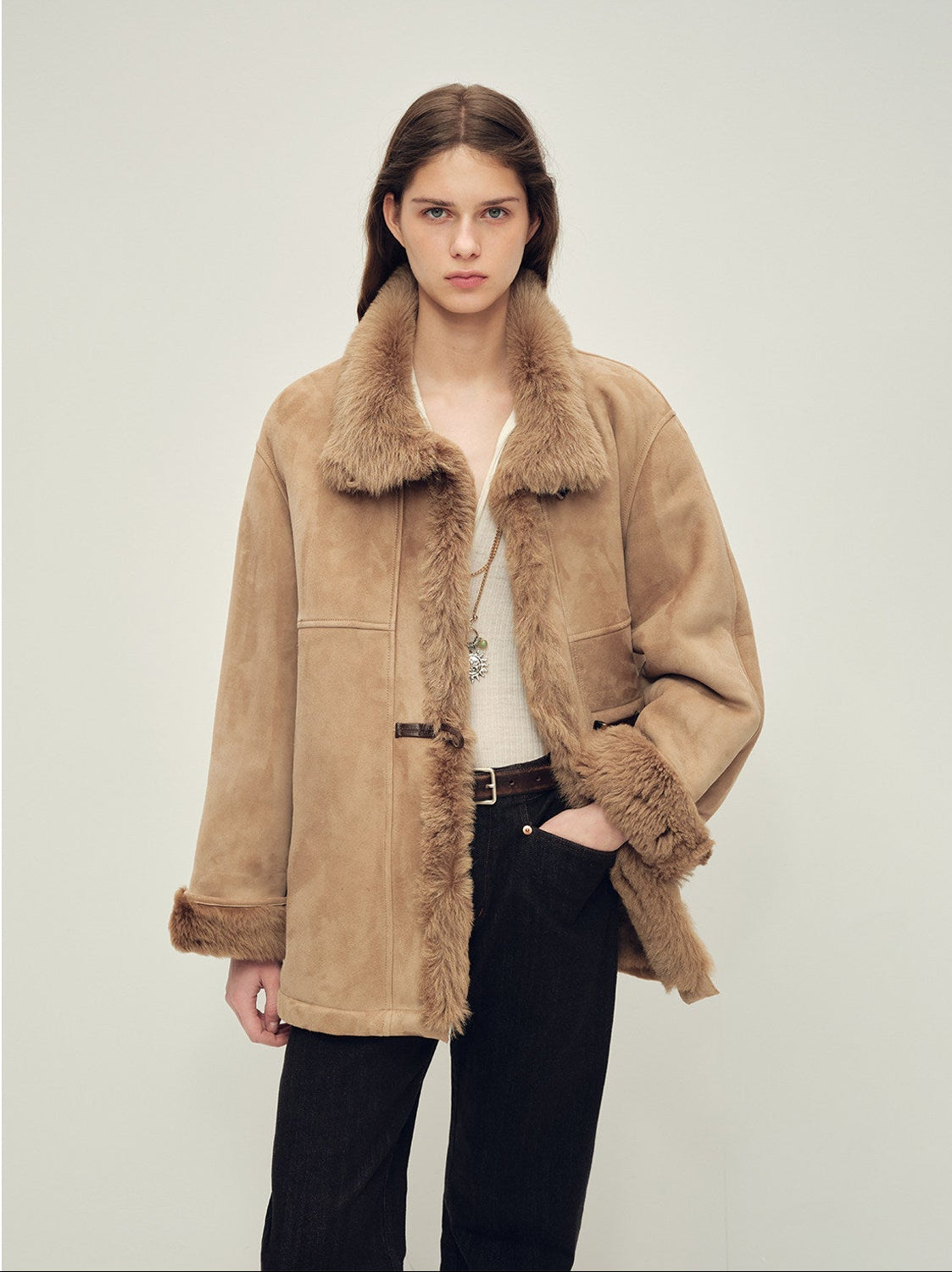Firelady Fur Women‘s Shearling Jacket with Italian Tuscan Curly Wool Suede Collar“Glam Belle” - variant_title