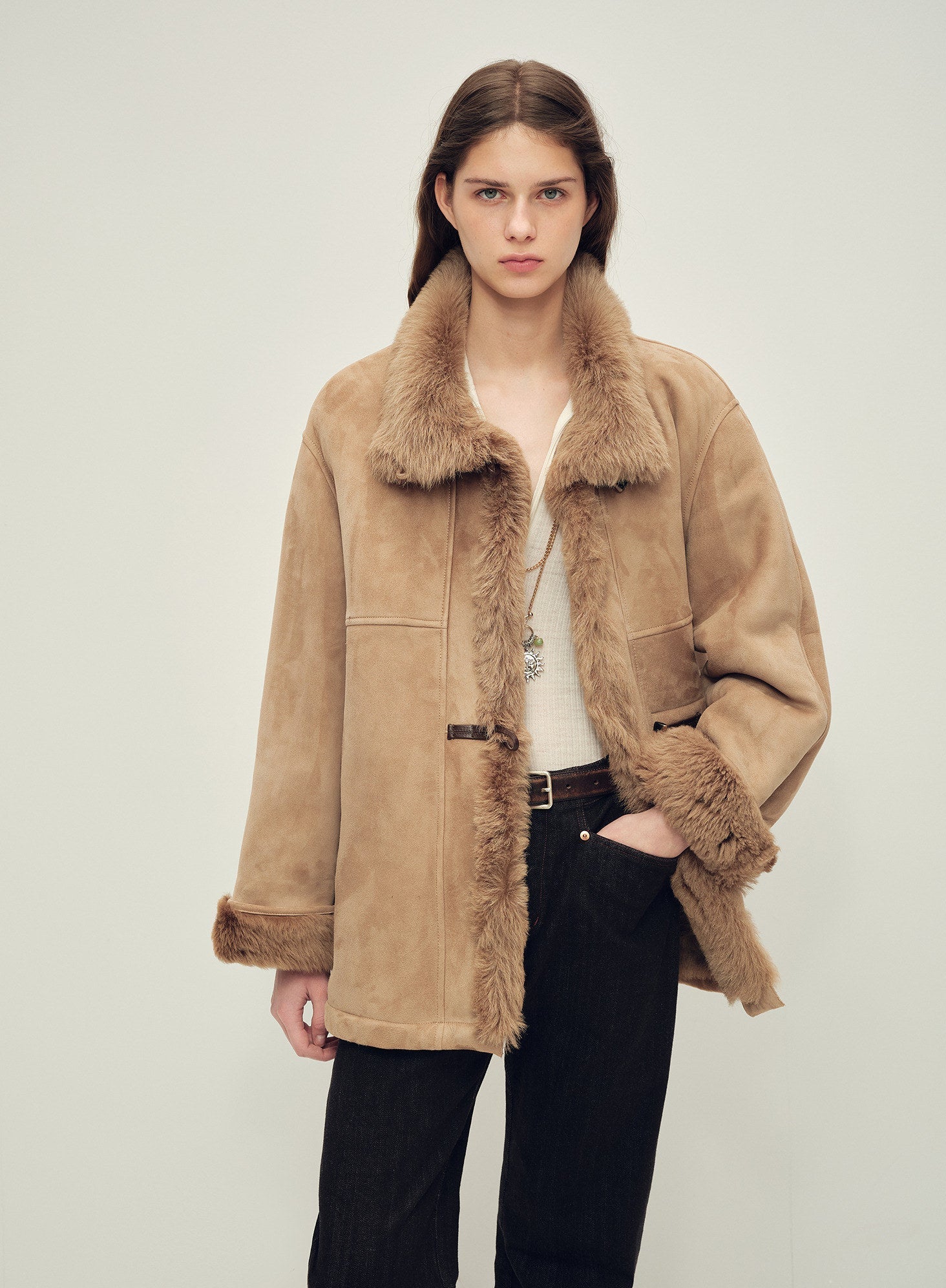Firelady Fur Women‘s Shearling Jacket with Italian Tuscan Curly Wool Suede Collar“Glam Belle” - variant_title