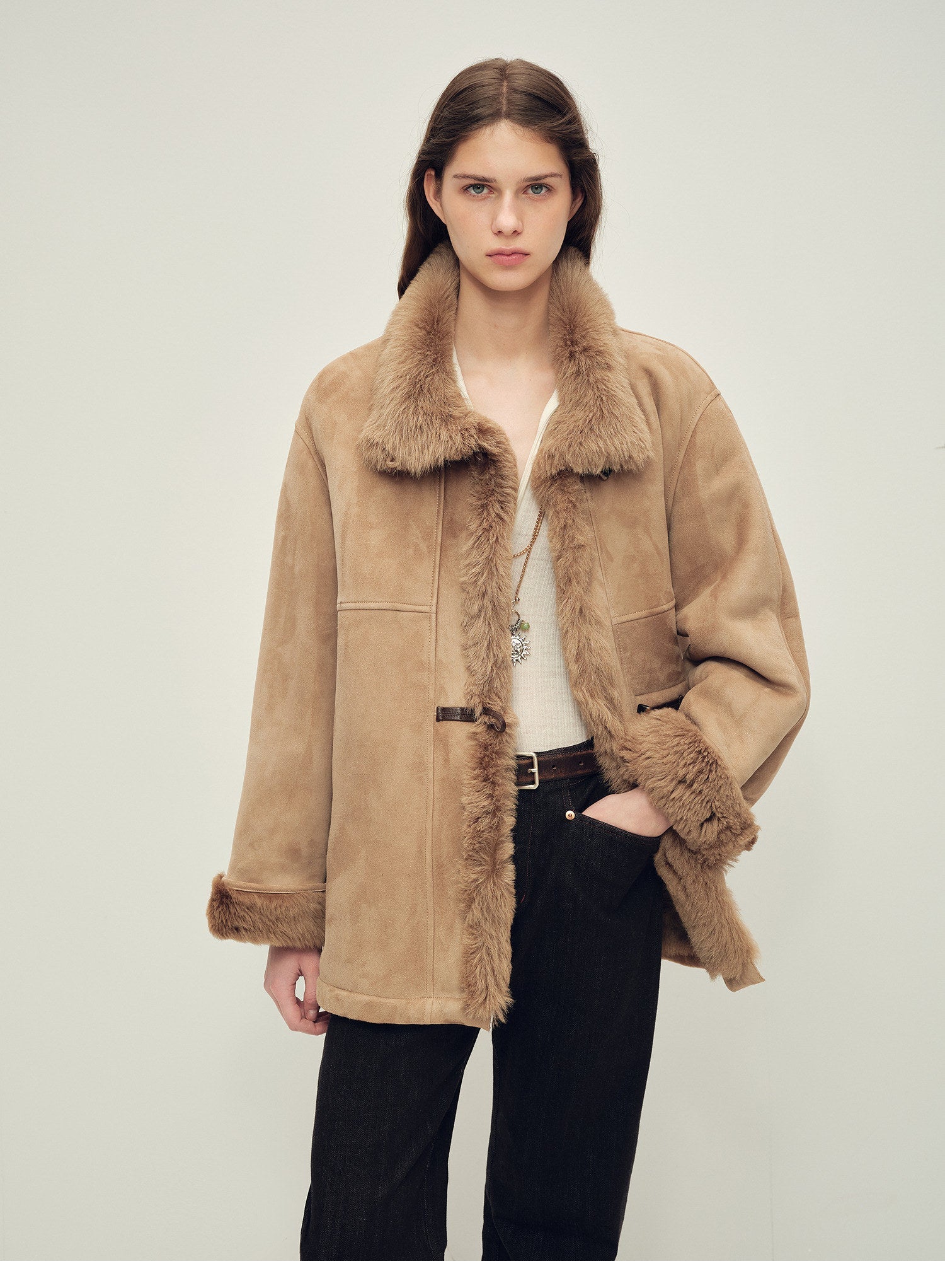 Firelady Fur Women‘s Shearling Jacket with Italian Tuscan Curly Wool Suede Collar“Glam Belle” - variant_title