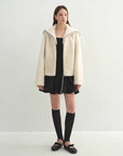 Firelady Fur Women's Shearling Leather Coat | Short Navy Collar Merino Wool Blend“Butter Crisp” - variant_title