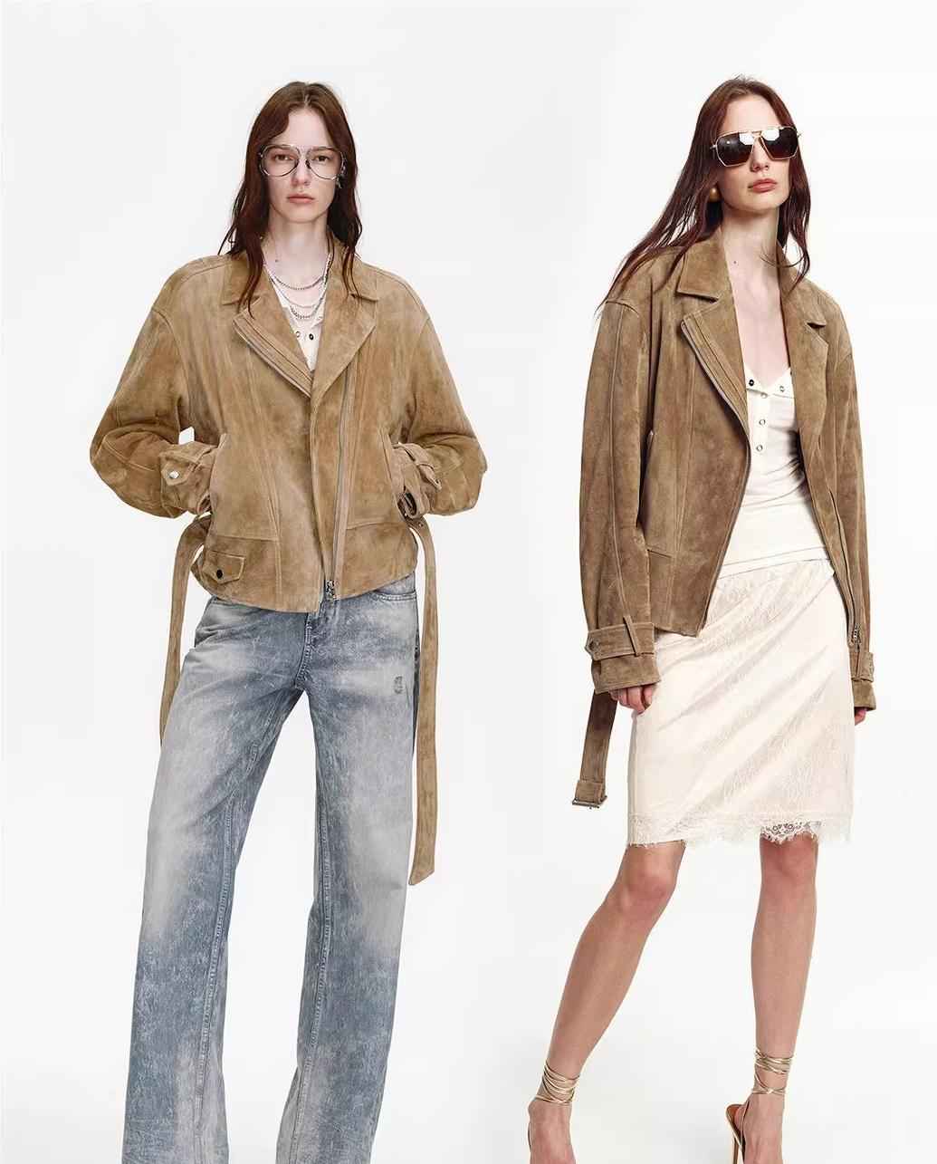 Firelady Fur Women's Sheepskin Moto Jacket 'Modern Times' - Trendy Biker Coa