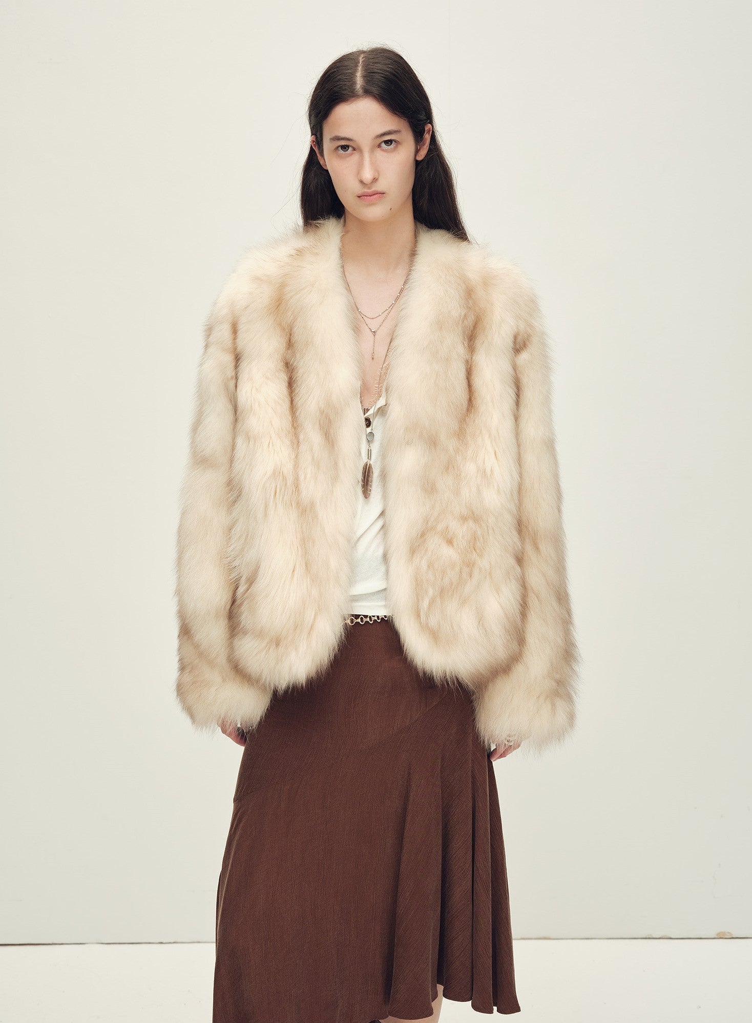 Firelady Fur Women‘s Short Fox Fur Coat | SagaFurs Crown - Grade Ombré Dyed Collar“Chic Sister” - variant_title