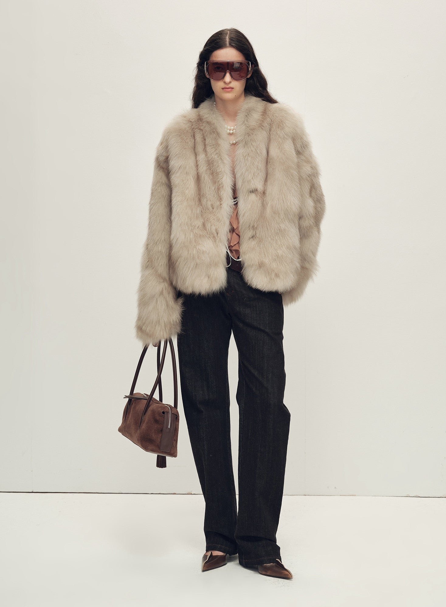 Firelady Fur Women‘s Short Fox Fur Coat | SagaFurs Crown - Grade Ombré Dyed Collar“Chic Sister” - variant_title