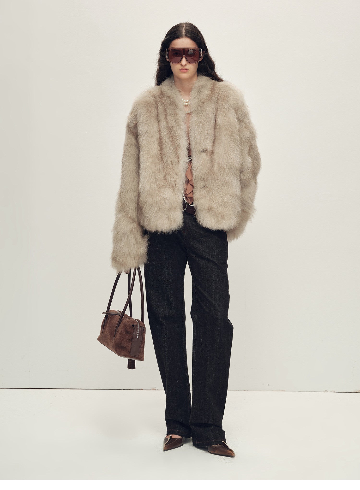 Firelady Fur Women‘s Short Fox Fur Coat | SagaFurs Crown - Grade Ombré Dyed Collar“Chic Sister” - variant_title