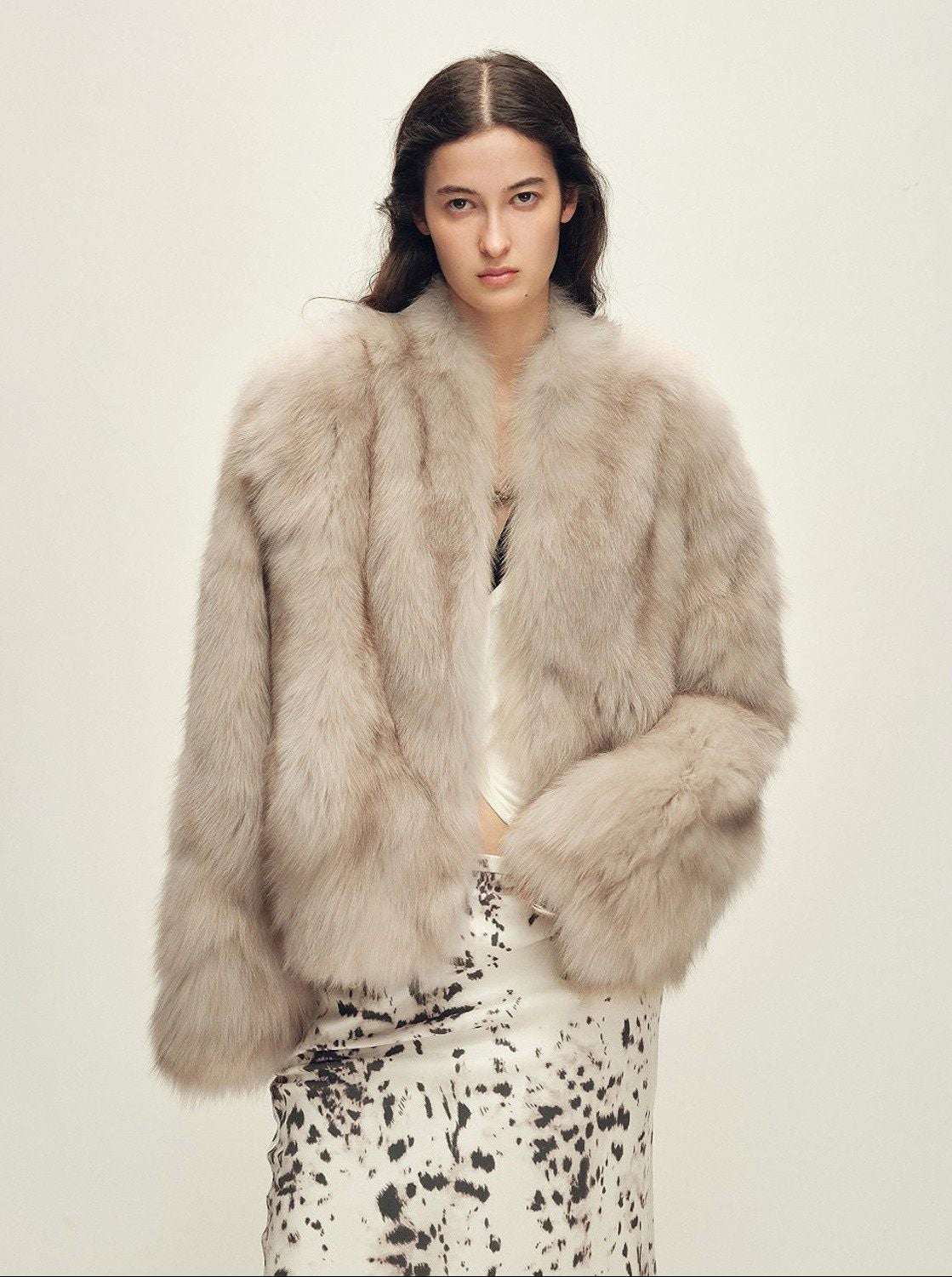 Firelady Fur Women‘s Short Fox Fur Coat | SagaFurs Crown - Grade Ombré Dyed Collar“Chic Sister” - variant_title