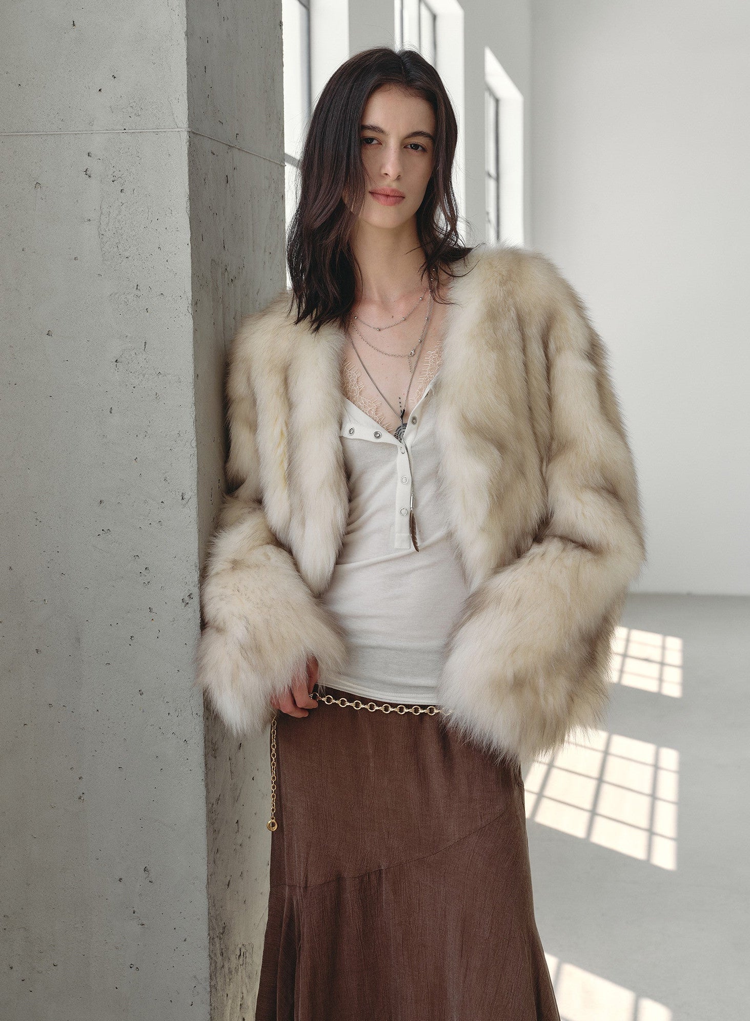 Firelady Fur Women‘s Short Fox Fur Coat | SagaFurs Crown - Grade Ombré Dyed Collar“Chic Sister” - variant_title
