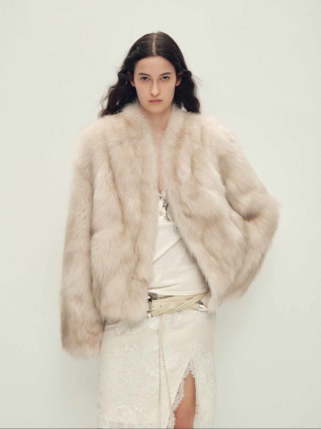 Firelady Fur Women‘s Short Fox Fur Coat | SagaFurs Crown - Grade Ombré Dyed Collar“Chic Sister” - variant_title