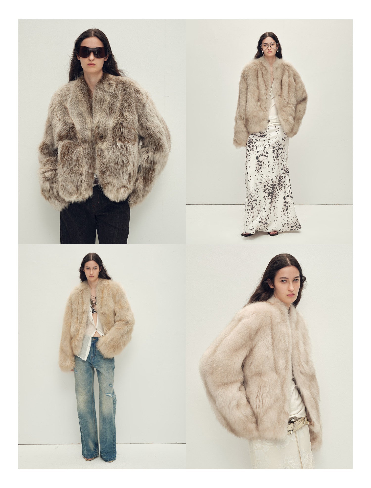 Firelady Fur Women‘s Short Fox Fur Coat | SagaFurs Crown - Grade Ombré Dyed Collar“Chic Sister” - variant_title