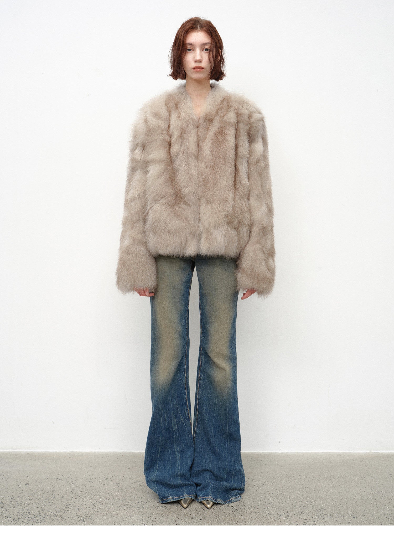 Firelady Fur Women‘s Short Fox Fur Coat | SagaFurs Crown - Grade Ombré Dyed Collar“Chic Sister” - variant_title