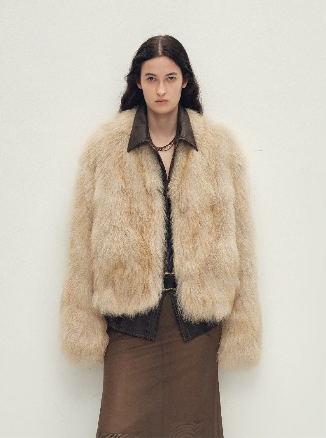 Firelady Fur Women‘s Short Fox Fur Coat | SagaFurs Crown - Grade Ombré Dyed Collar“Chic Sister” - variant_title