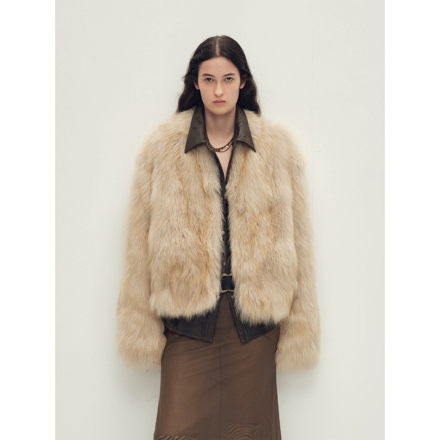 Firelady Fur Women‘s Short Fox Fur Coat | SagaFurs Crown - Grade Ombré Dyed Collar“Chic Sister” - variant_title