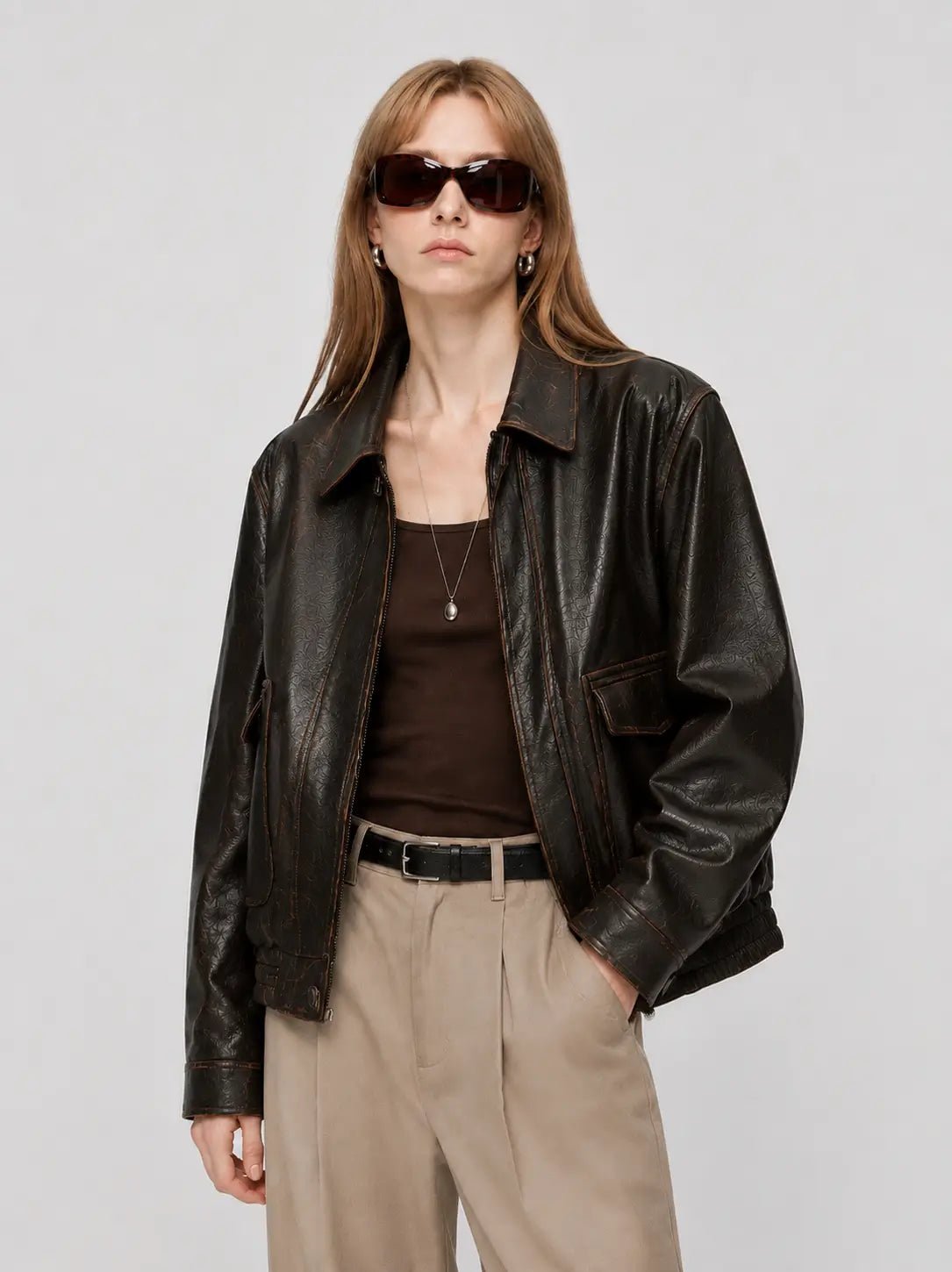 Firelady Fur Women's Vintage Brown Aviator Style Leather Jacket“South City Old Lane”Firelady Fur