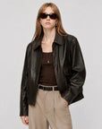 Firelady Fur Women's Vintage Brown Aviator Style Leather Jacket“South City Old Lane”Firelady Fur