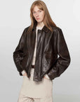 Firelady Fur Women's Vintage Brown Aviator Style Leather Jacket“South City Old Lane” - variant_title