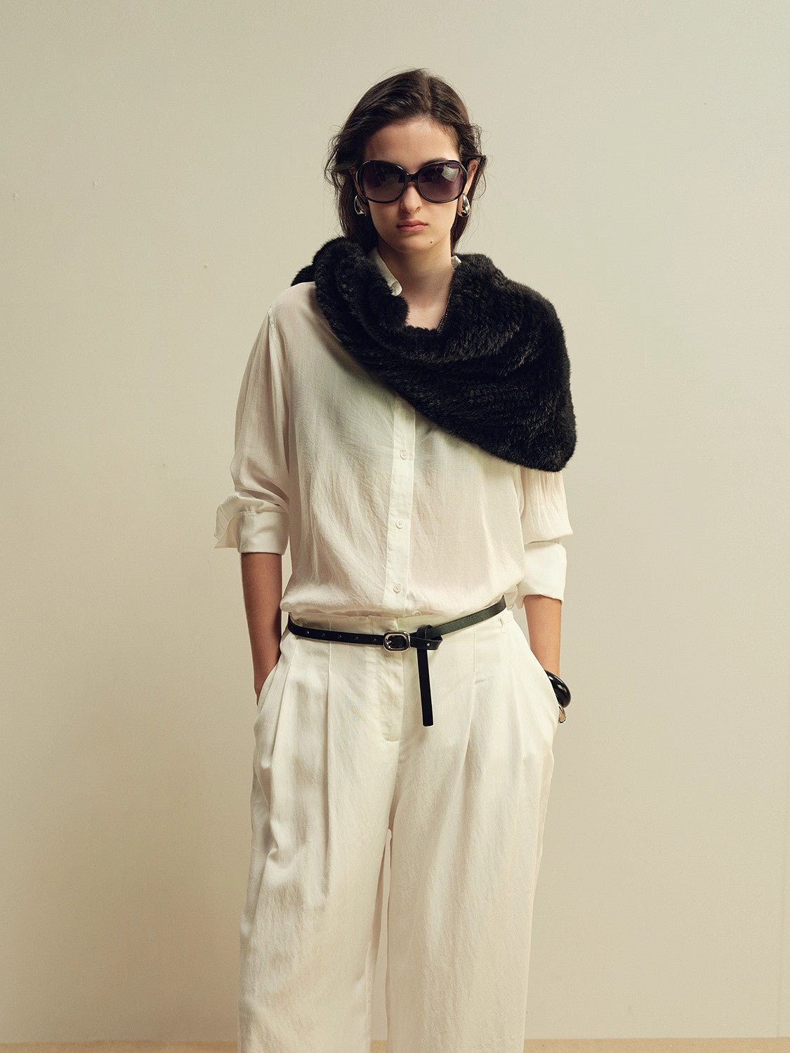 Firelady Fur Women’s Winter Mink Triangle Scarf – Kopenhagen Purple Label Luxury Woven Mink Shawl, Elegant Vintage Style - variant_title