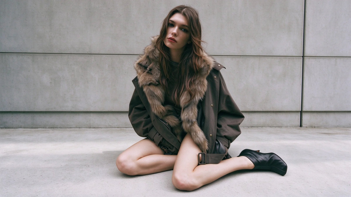 Firelady Fur model in a fur-trimmed parka